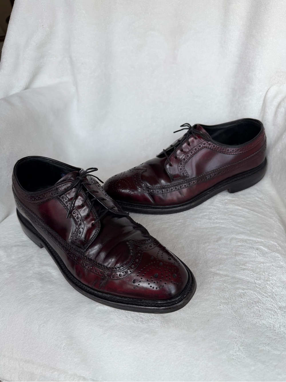 Vintage Hanover Masterflex Wingtip Oxford Men's Leather Shoes Burgundy 8.5